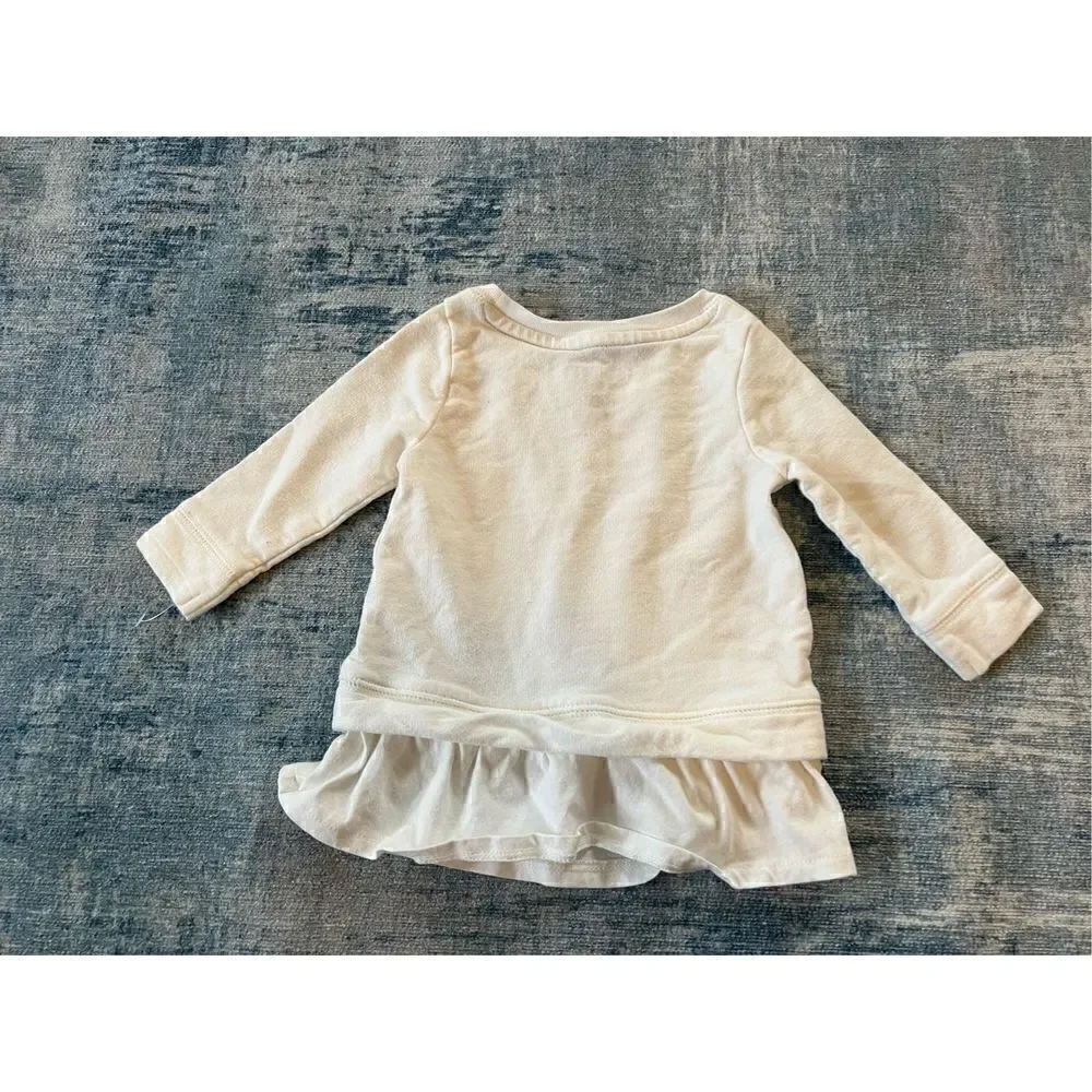 Oshkosh B'gosh White Long Sleeve Ruffle Hem Sweater w Glitter Snowflake 6 Months